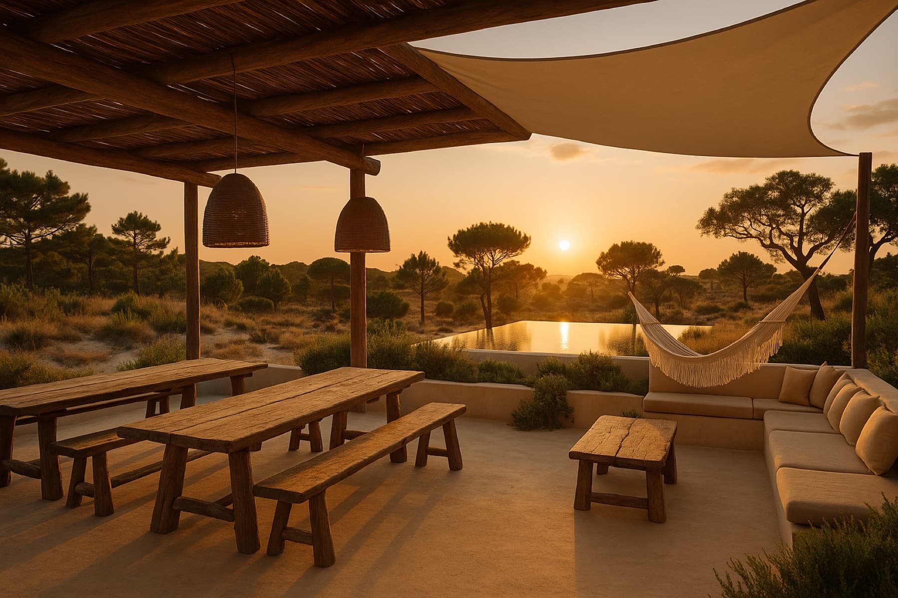 Outdoor dining and evening gathering experience at Sankofa Nature Resort