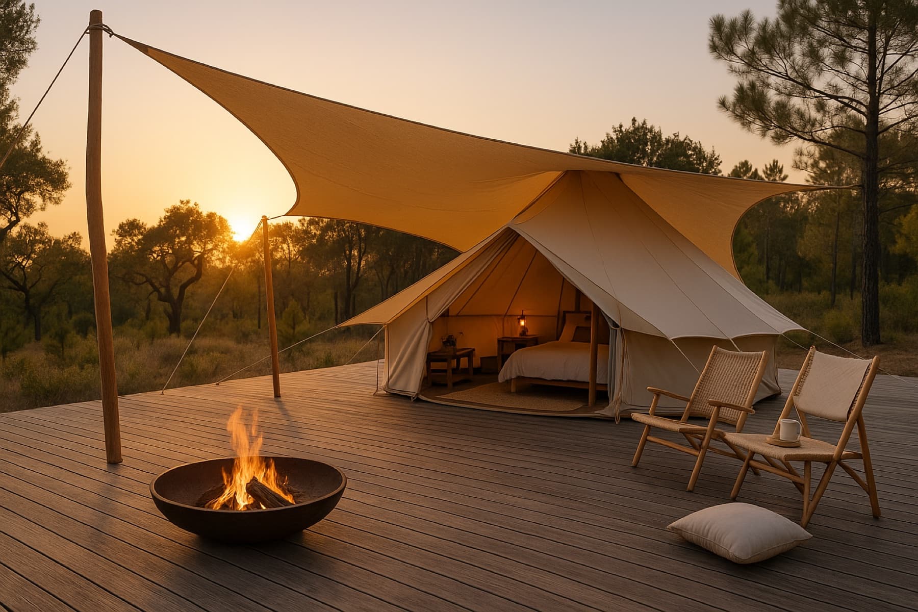 Luxury safari tents on a secluded hilltop at Sankofa Nature Resort