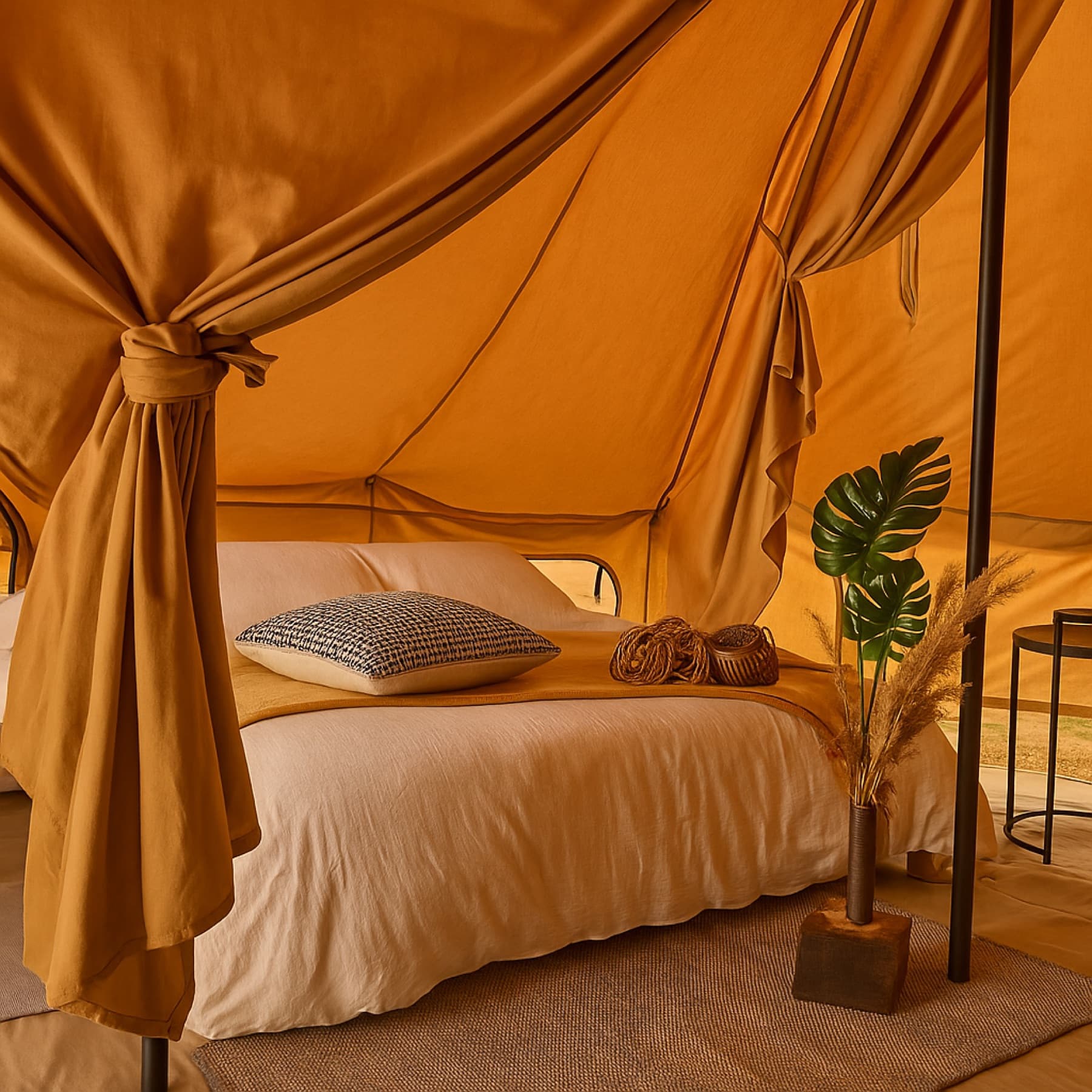 Premium bell tents with private outdoor setting at Sankofa Nature Resort